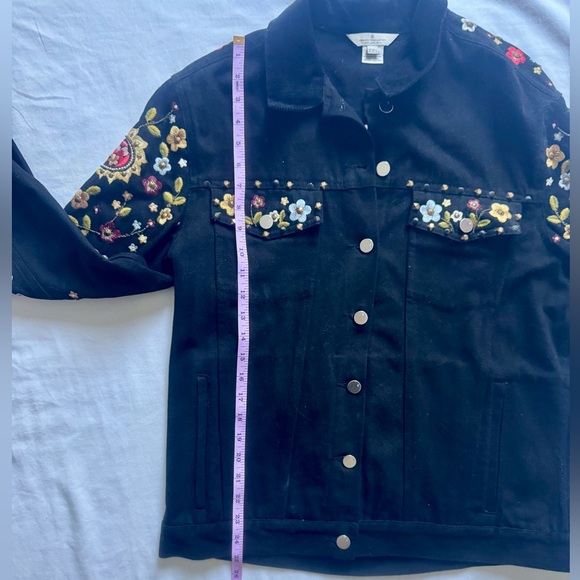 FRENCH CONNECTION Mazie Embroidered Denim Jean Jacket sz Large - Picture 7 of 11